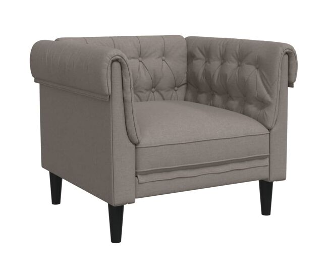 Vidaxl sillón chesterfield de tela gris taupé