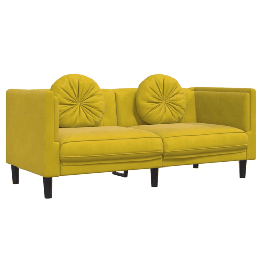 vidaXL Sofá com almofadões 2 lugares veludo amarelo vidaXL Sofá com almofadões 2 lugares veludo amarelo