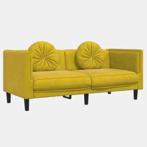vidaXL Sofá com almofadões 2 lugares veludo amarelo
