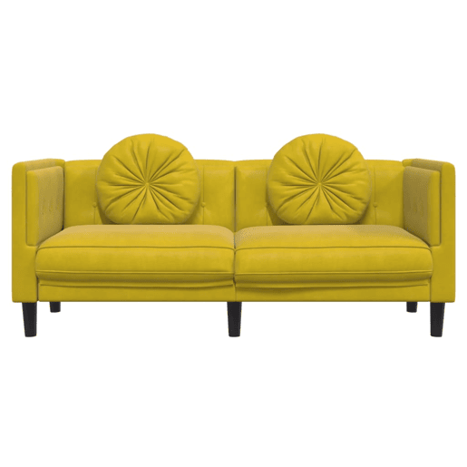 vidaXL Sofá com almofadões 2 lugares veludo amarelo vidaXL Sofá com almofadões 2 lugares veludo amarelo