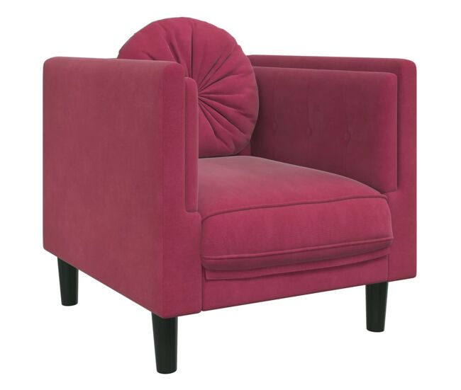 Vidaxl sillón con cojín terciopelo rojo tinto