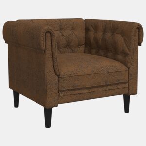 vidaXL Sofá chesterfield tecido castanho