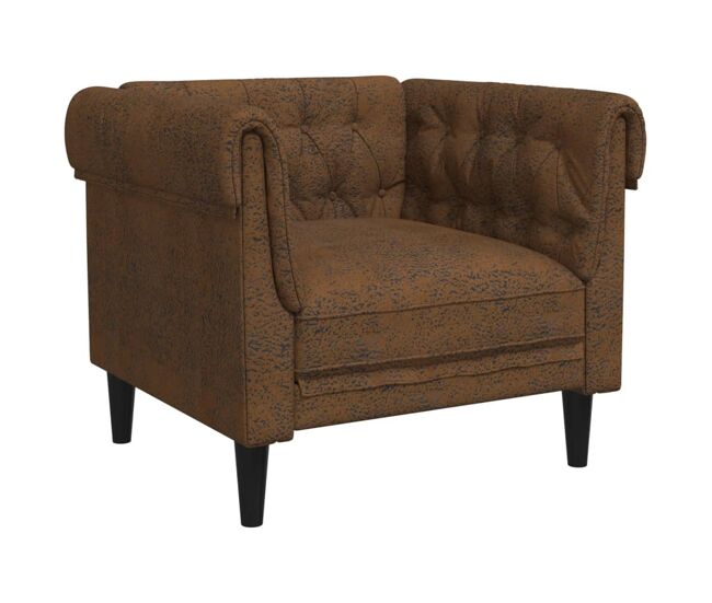 Vidaxl sillón chesterfield de tela marrón