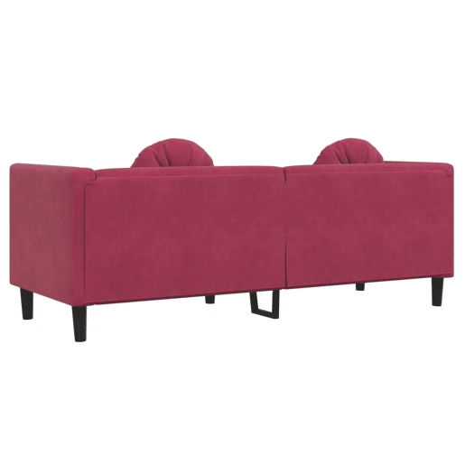 vidaXL Sofá com almofadões 3 lugares veludo vermelho tinto