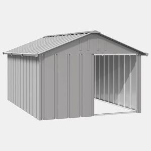 vidaXL Casota para cães 116,5x153x81,5 cm aço galvanizado cinzento