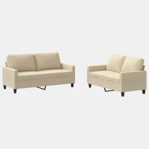 vidaXL 2 pcs conjunto de sofás com almofadões tecido cor creme