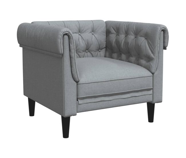 Vidaxl sillón chesterfield de tela gris claro