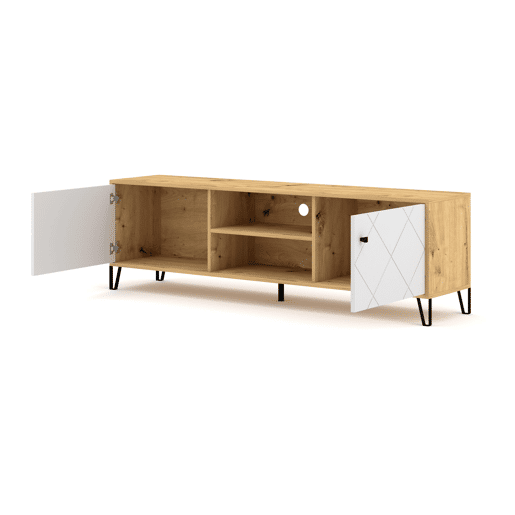 BILBAO TV-stand, novo estilo country. Dimensões: 55x183x40 cm. Com 4 prateleiras, 2 portas.
