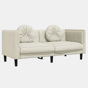vidaXL Sofá com almofadões 2 lugares veludo cor creme