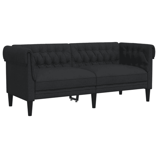 vidaXL Sofá chesterfield 2 lugares tecido preto vidaXL Sofá chesterfield 2 lugares tecido preto