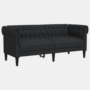 vidaXL Sofá chesterfield 2 lugares tecido preto