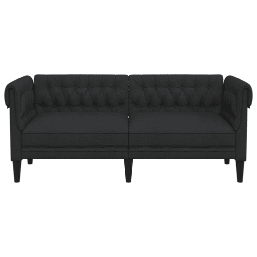 vidaXL Sofá chesterfield 2 lugares tecido preto vidaXL Sofá chesterfield 2 lugares tecido preto