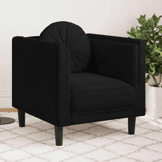 vidaXL Poltrona com almofadão veludo preto vidaXL Poltrona com almofadão veludo preto