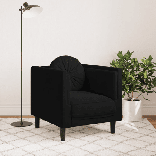 vidaXL Poltrona com almofadão veludo preto vidaXL Poltrona com almofadão veludo preto