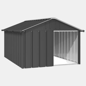 vidaXL Casota para cães 116,5x153x81,5 cm aço galvanizado antracite