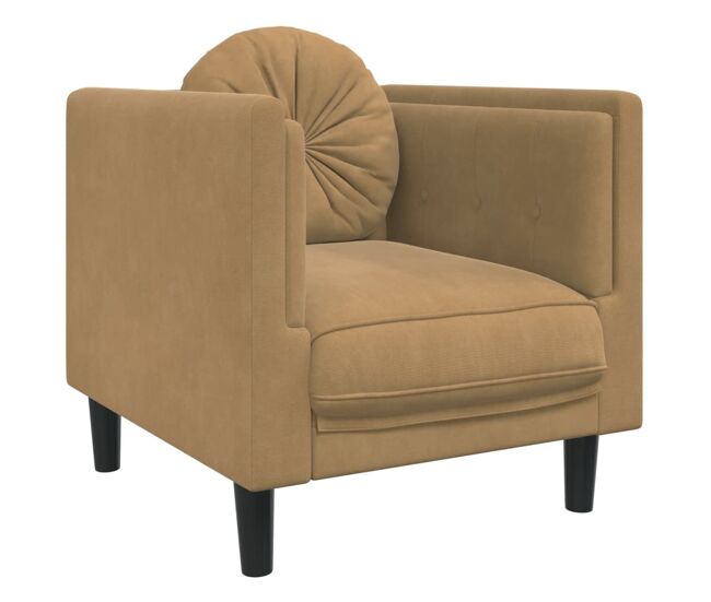 Vidaxl sillón con cojín de cuero sintético de ante marrón