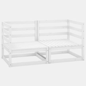 vidaXL Sofá de 2 lugares para jardim pinho maciço branco
