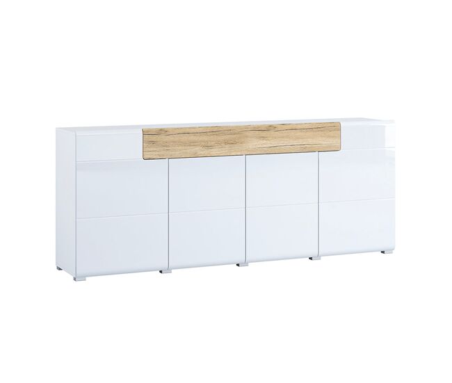 Bufé 4 puertas 1 cajón jules blanco y madera
