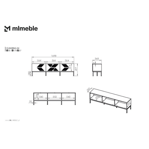 A mesa de TV CLEARING em branco é feita de madeira de engenharia e apresenta um design moderno.