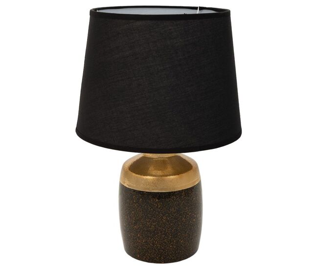 Lámpara de mesa de cerámica negra y dorada 13,5x13,5x24,5