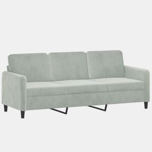 vidaXL Sofá de 3 lugares 180 cm veludo cinzento-claro