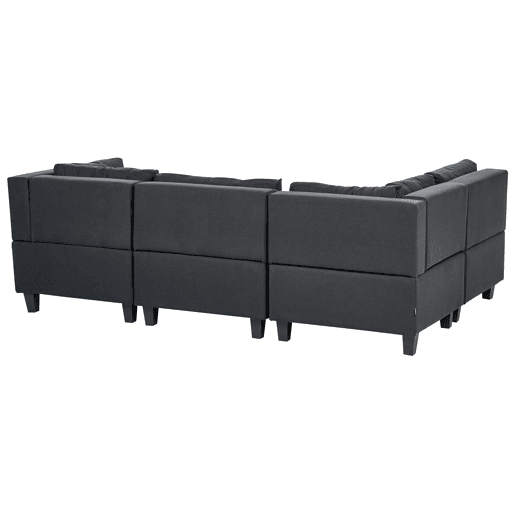 Sofá de canto modular UNSTAD Tecido Preto com repousa-pés 4 lugares à direita
