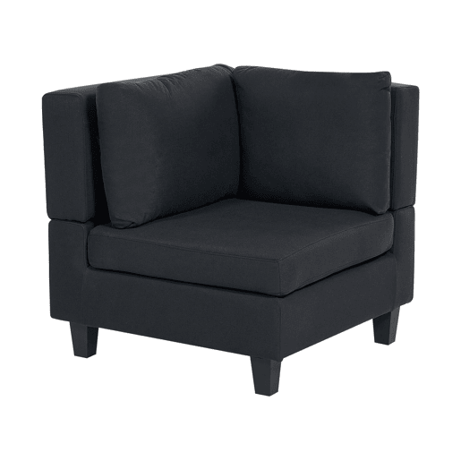 Sofá de canto modular UNSTAD Tecido Preto com repousa-pés 4 lugares à direita