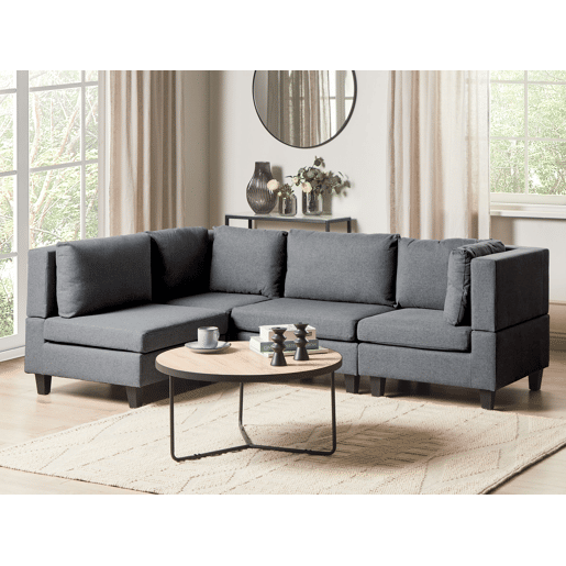 Sofá de canto modular UNSTAD Tecido Cinzento escuro 4 lugares à direita
