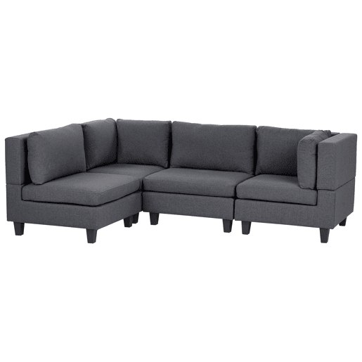 Sofá de canto modular UNSTAD Tecido Cinzento escuro 4 lugares à direita