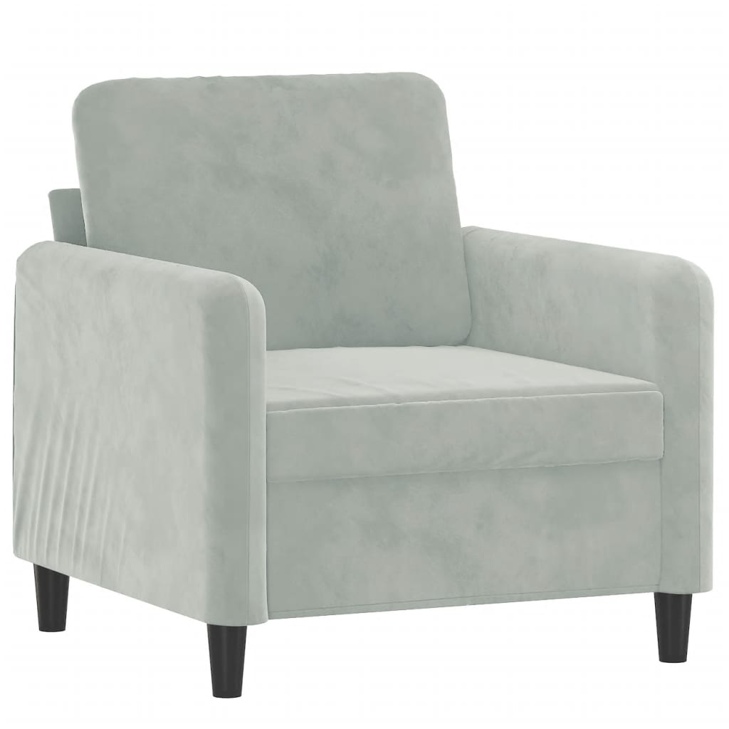 Vidaxl sillón de terciopelo gris claro 60 cm