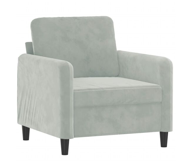 Vidaxl sillón de terciopelo gris claro 60 cm