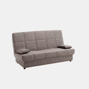 Sofá-cama Julieta de 3 lugares com sistema Click-Clack, cinza claro, dimensões do sofá: 184 x 75 x 31 cm, dimensões da cama: 190 x 132 x 40 cm, inclui 2 almofadas.