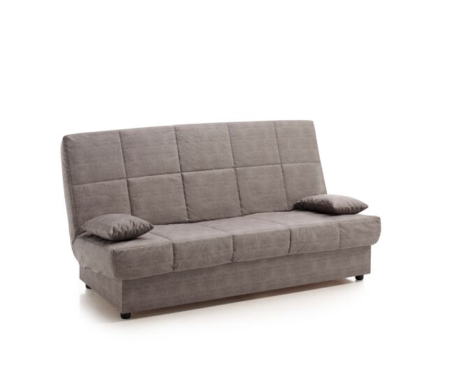 Sofa cama clic clac julieta 3 plazas, color gris ceniza, medida sofá: 184x75x31 cm., medida cama: 190x132x40 cm., incluye 2 cojines