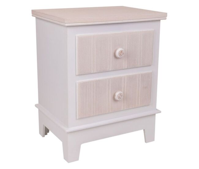 Mesita de madera de 2 Cajónes blanco 40x30x50