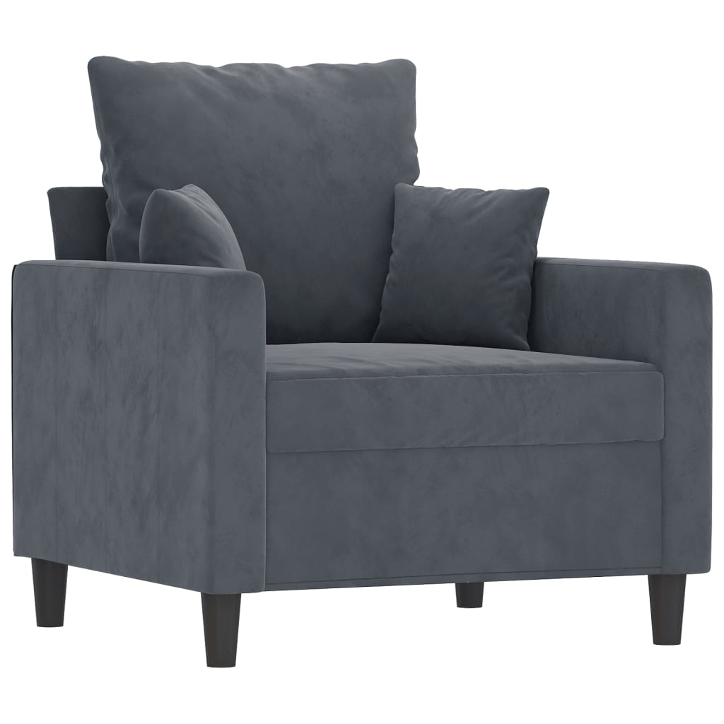Vidaxl sillón de terciopelo gris oscuro 60 cm