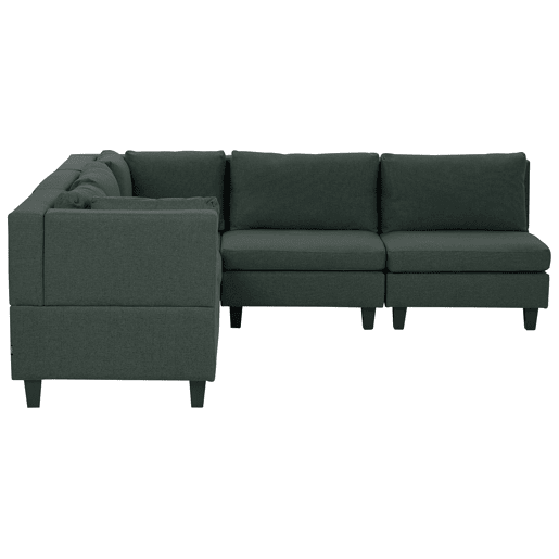 Sofá de canto modular UNSTAD Tecido Verde escuro 5 lugares à direita