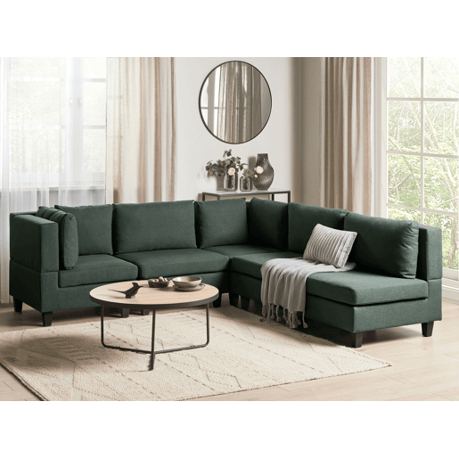 Sofá de canto modular UNSTAD Tecido Verde escuro 5 lugares à direita