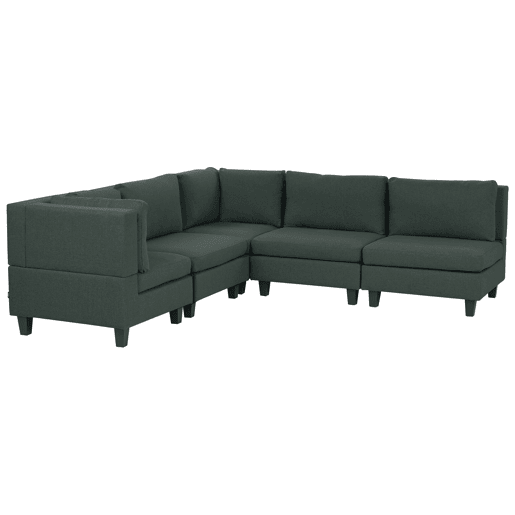 Sofá de canto modular UNSTAD Tecido Verde escuro 5 lugares à direita