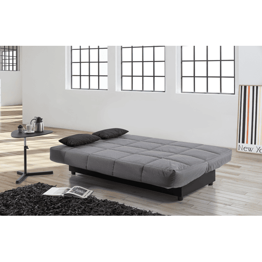 Sofá-cama Julieta de 3 lugares com mecanismo Click-Clack, cinza lava, dimensões do sofá: 184 x 75 x 31 cm, dimensões da cama: 190 x 132 x 40 cm, inclui 2 almofadas.