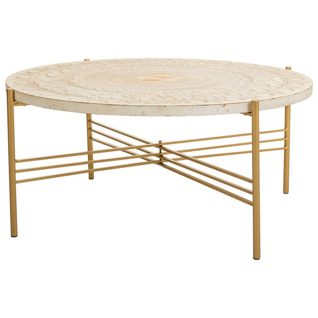 Mesa de centro de madera y metal