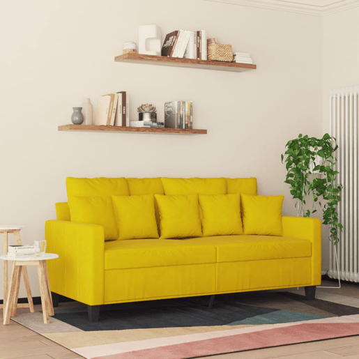vidaXL Sofá de 2 lugares veludo 140 cm amarelo vidaXL Sofá de 2 lugares veludo 140 cm amarelo