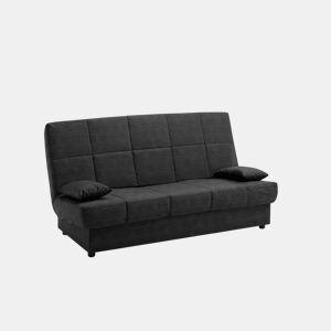 Sofá-cama Julieta de 3 lugares com sistema Click-Clack, preto. Dimensões do sofá: 184 x 75 x 31 cm. Dimensões da cama: 190 x 132 x 40 cm. Inclui 2 almofadas.