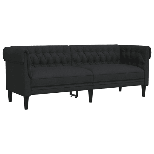 vidaXL Sofá chesterfield 3 lugares tecido preto vidaXL Sofá chesterfield 3 lugares tecido preto
