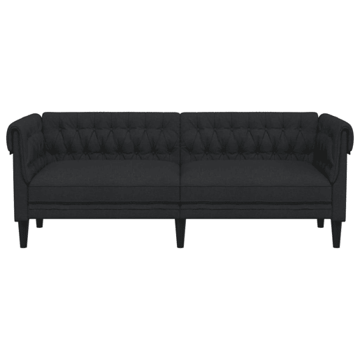 vidaXL Sofá chesterfield 3 lugares tecido preto vidaXL Sofá chesterfield 3 lugares tecido preto