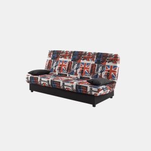 Sofá-cama Julieta de 3 lugares com mecanismo Click-Clack, estampa London, dimensões do sofá: 184x75x31 cm, dimensões da cama: 190x132x40 cm, inclui 2 almofadas.