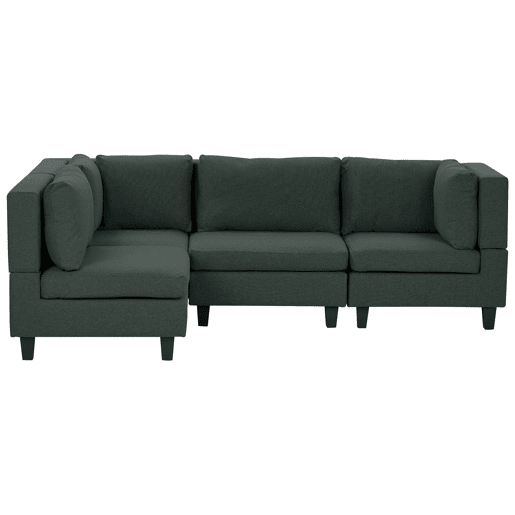 Sofá de canto modular UNSTAD Tecido Verde escuro 4 lugares à direita