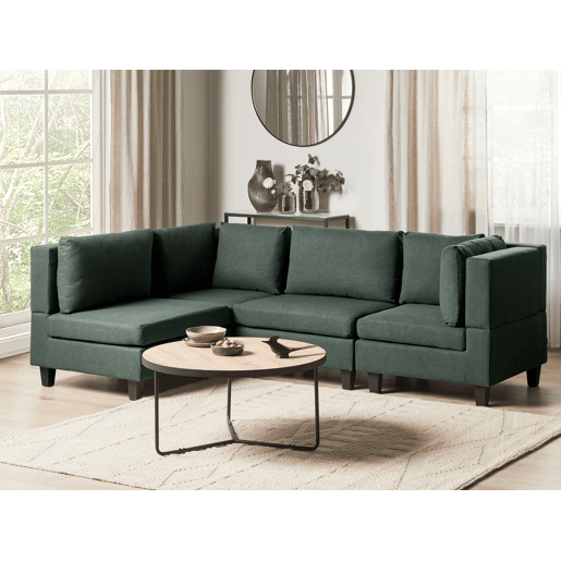 Sofá de canto modular UNSTAD Tecido Verde escuro 4 lugares à direita