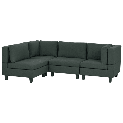 Sofá de canto modular UNSTAD Tecido Verde escuro 4 lugares à direita
