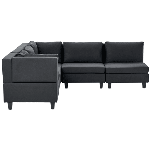 Sofá de canto modular UNSTAD Tecido Preto 5 lugares à direita
