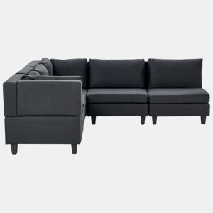 Sofá de canto modular UNSTAD Tecido Preto 5 lugares à direita